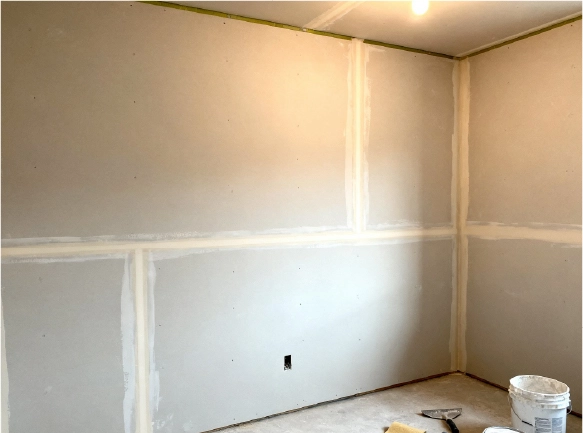 After: drywall installed